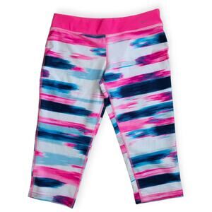 Nike Girls Legend Graphic Print Pink/Blue Capri Leggings Girls Sz L
